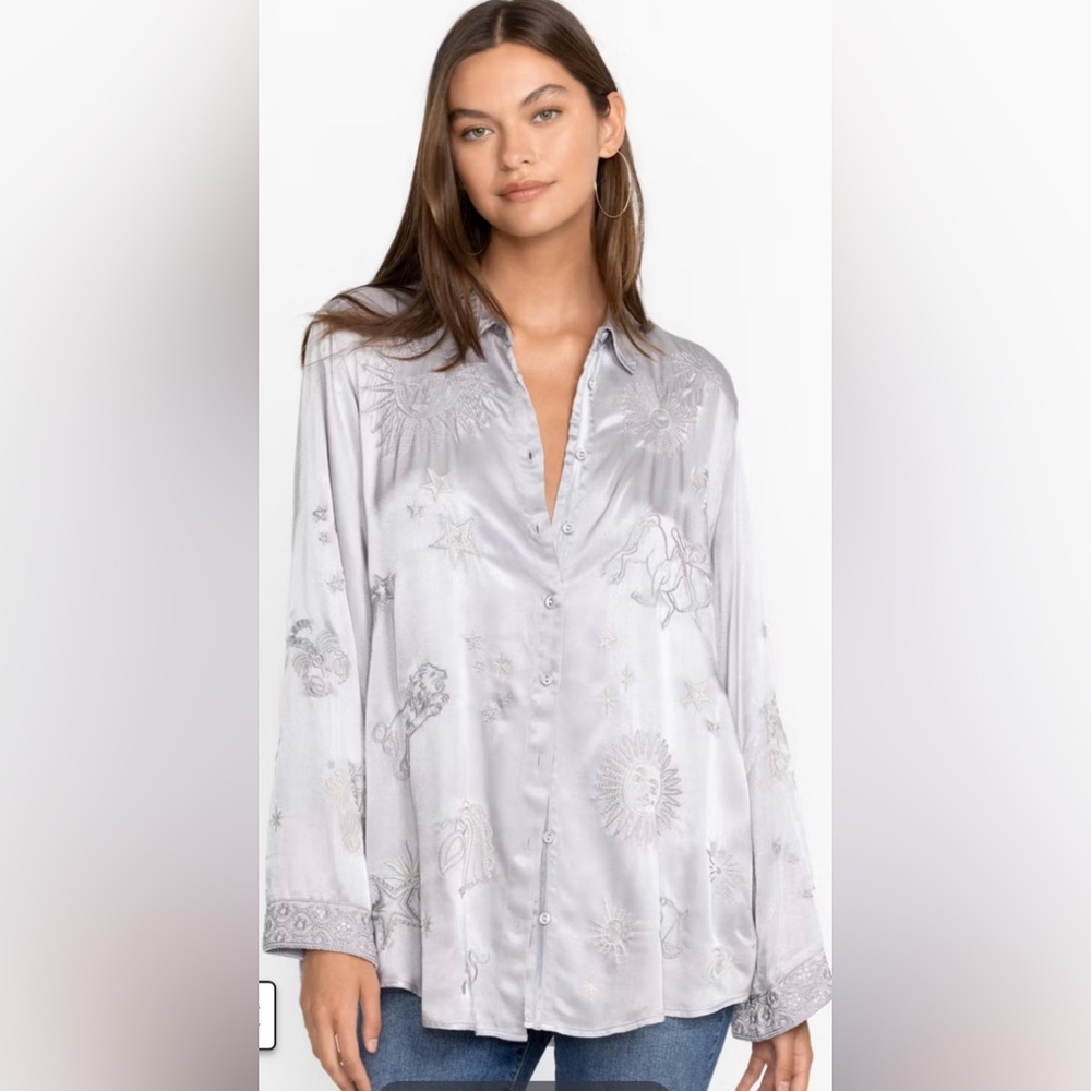 ESTRELLA KIMONO SLEEVE OVERSIZED SHIRT by Johnny Was